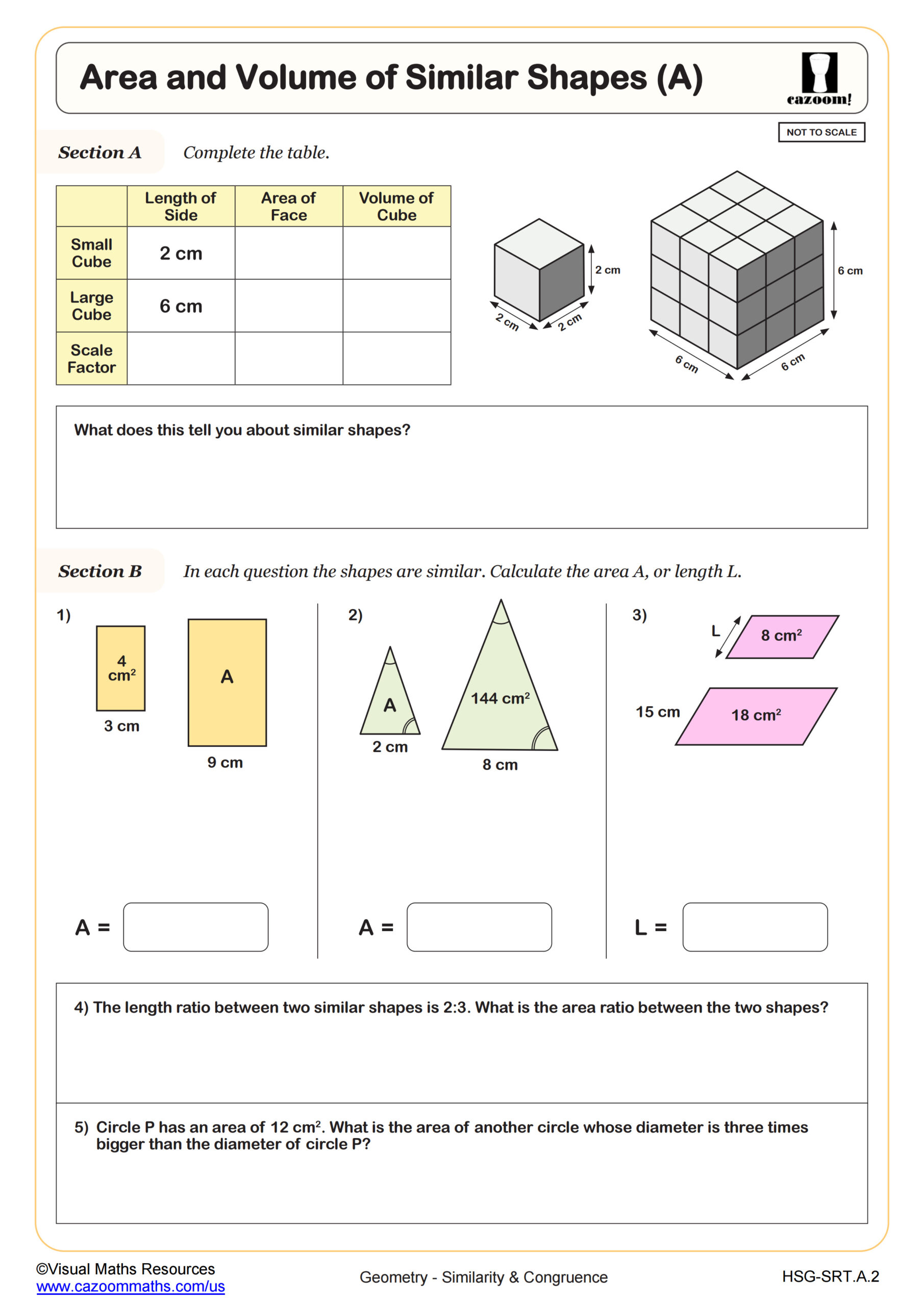 Preview of Area and Volume of Similar Shapes (A)