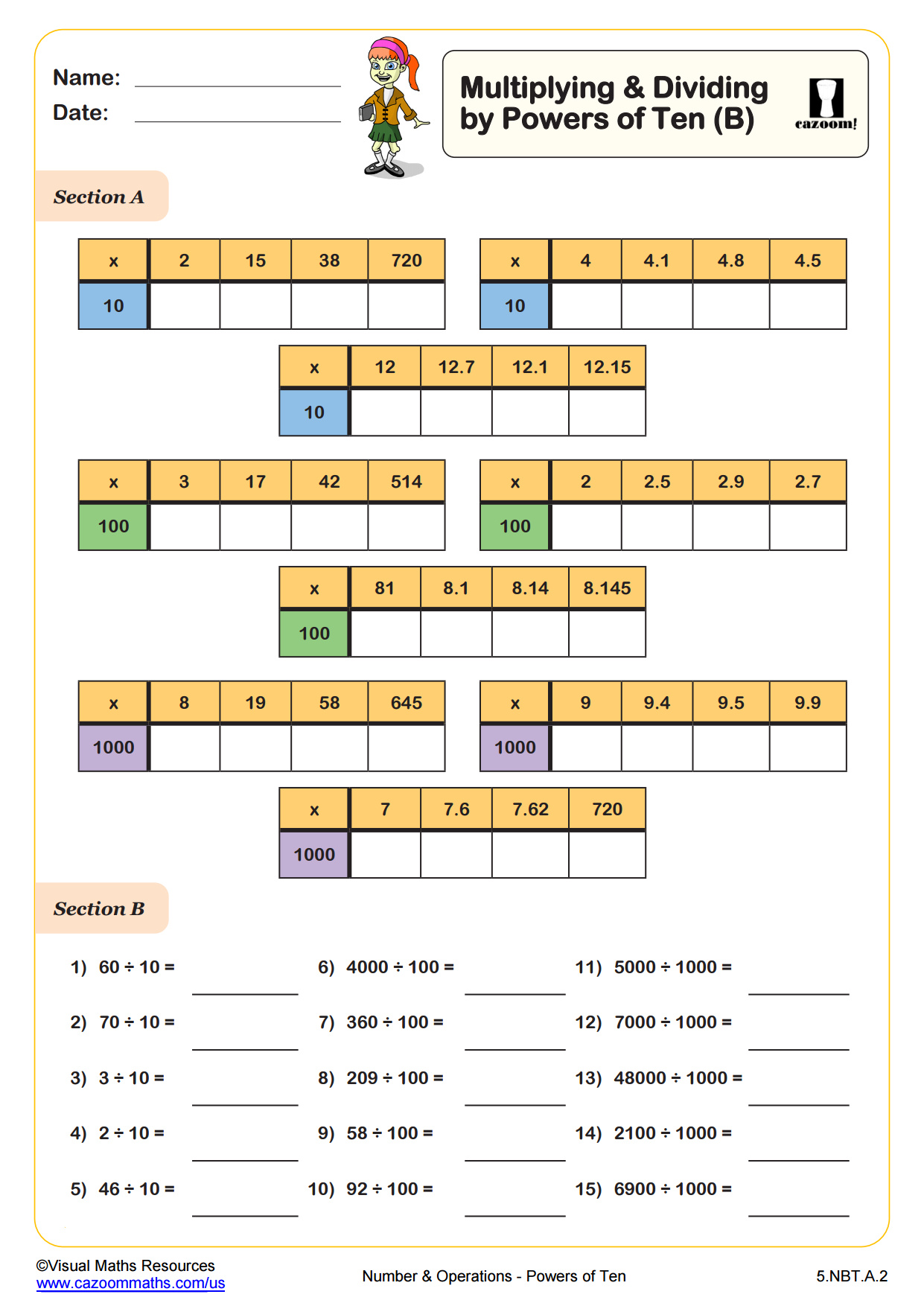 Preview of Multiplying & Dividing by Powers of Ten (B)