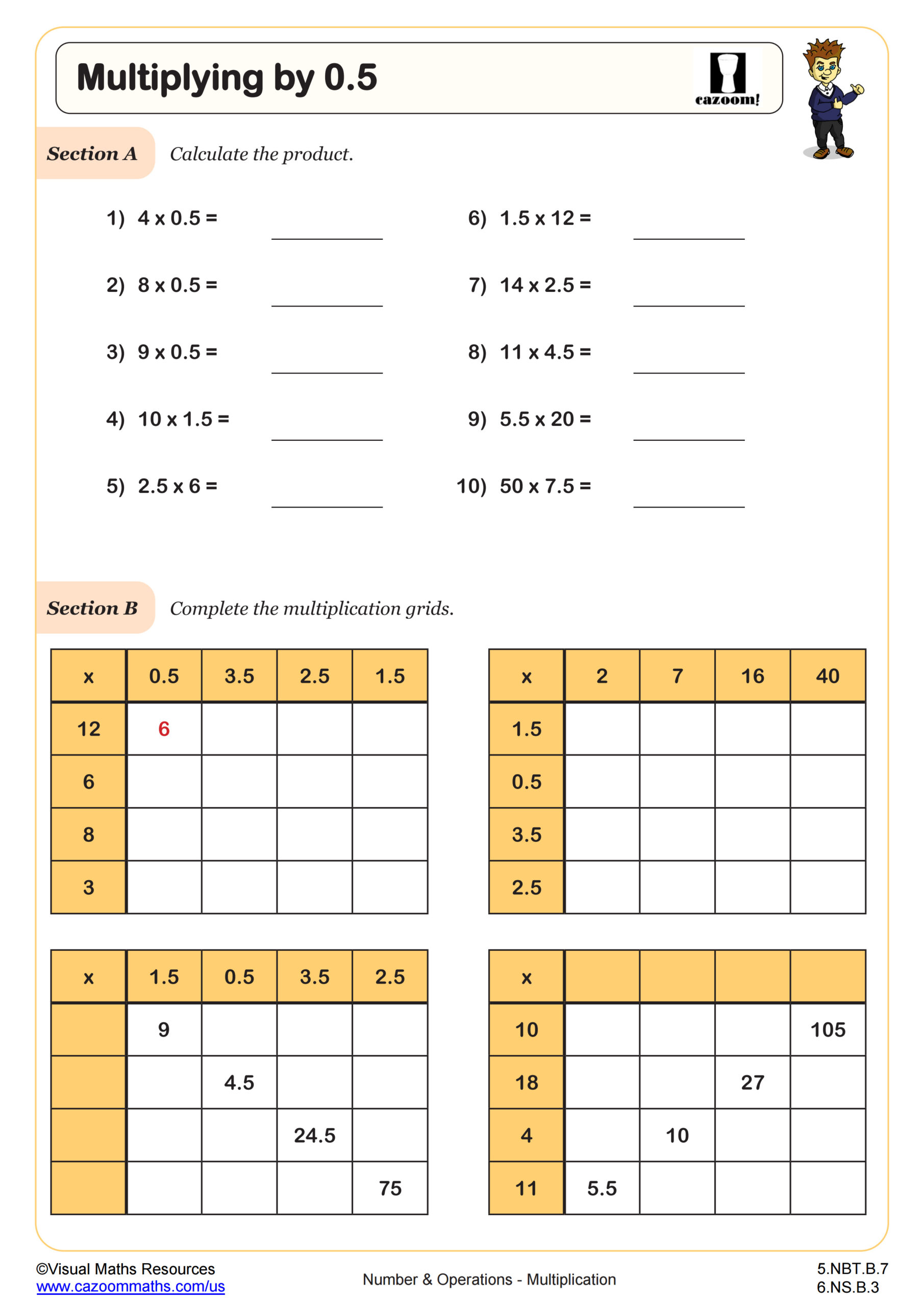Preview of Multiplying by 0.5
