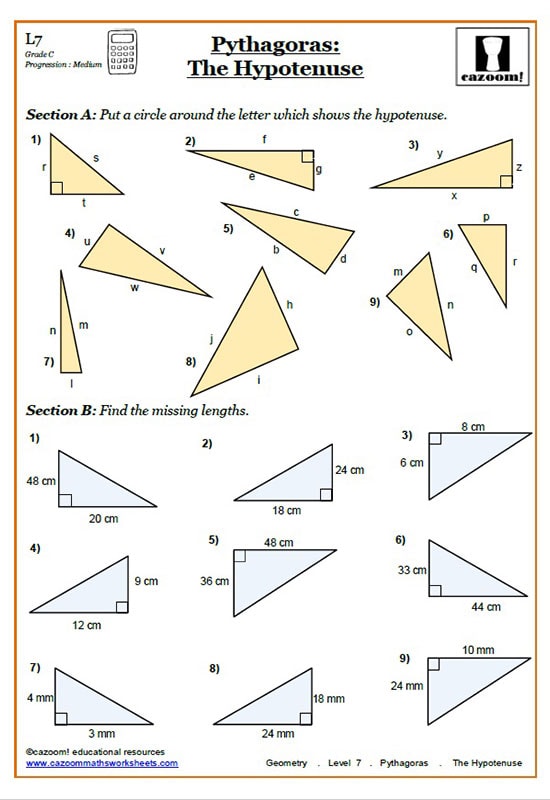 Pythagoras Worksheets Pythagorean Theorem Worksheets