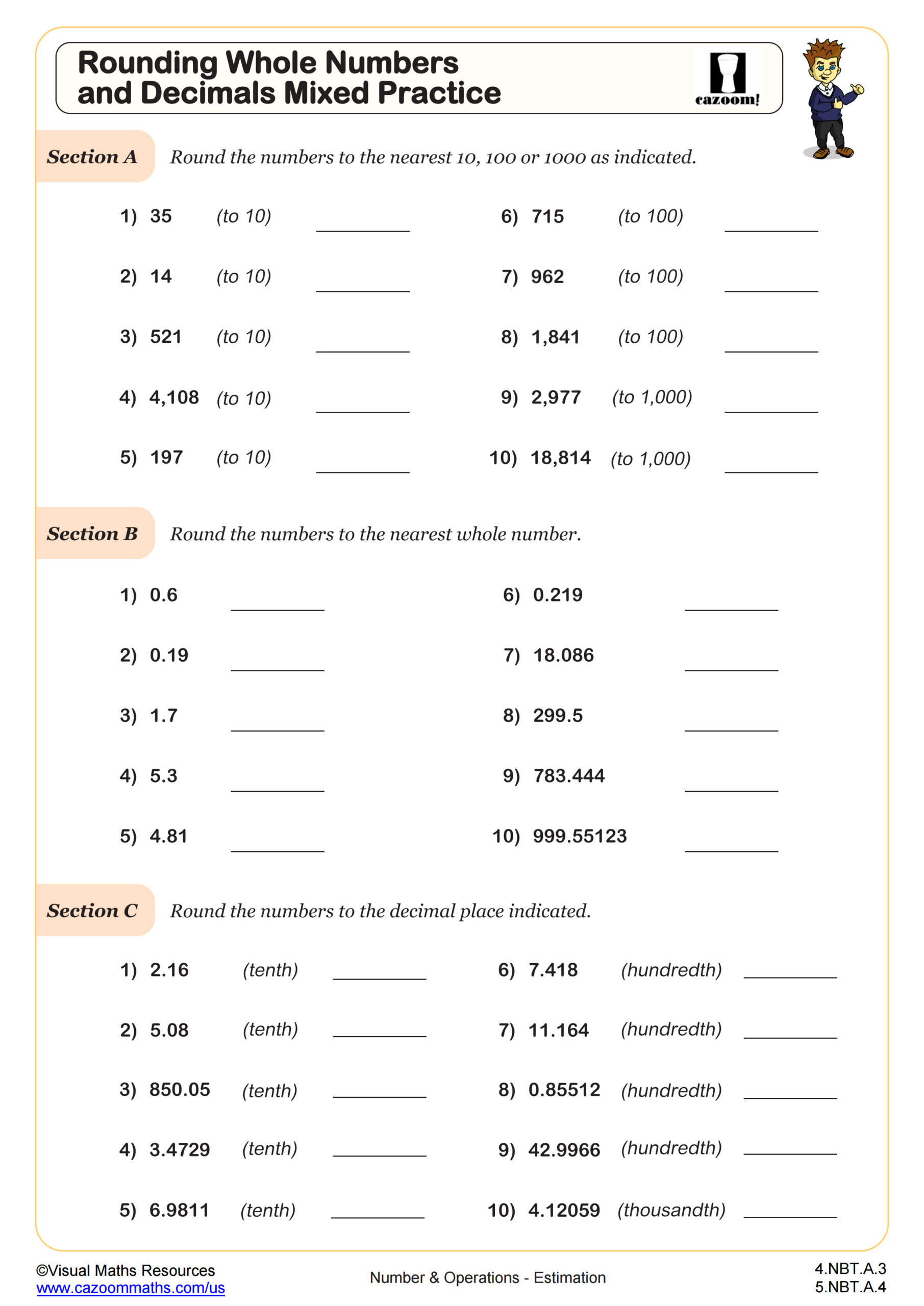 Preview of Rounding Whole Numbers and Decimals Mixed Practice