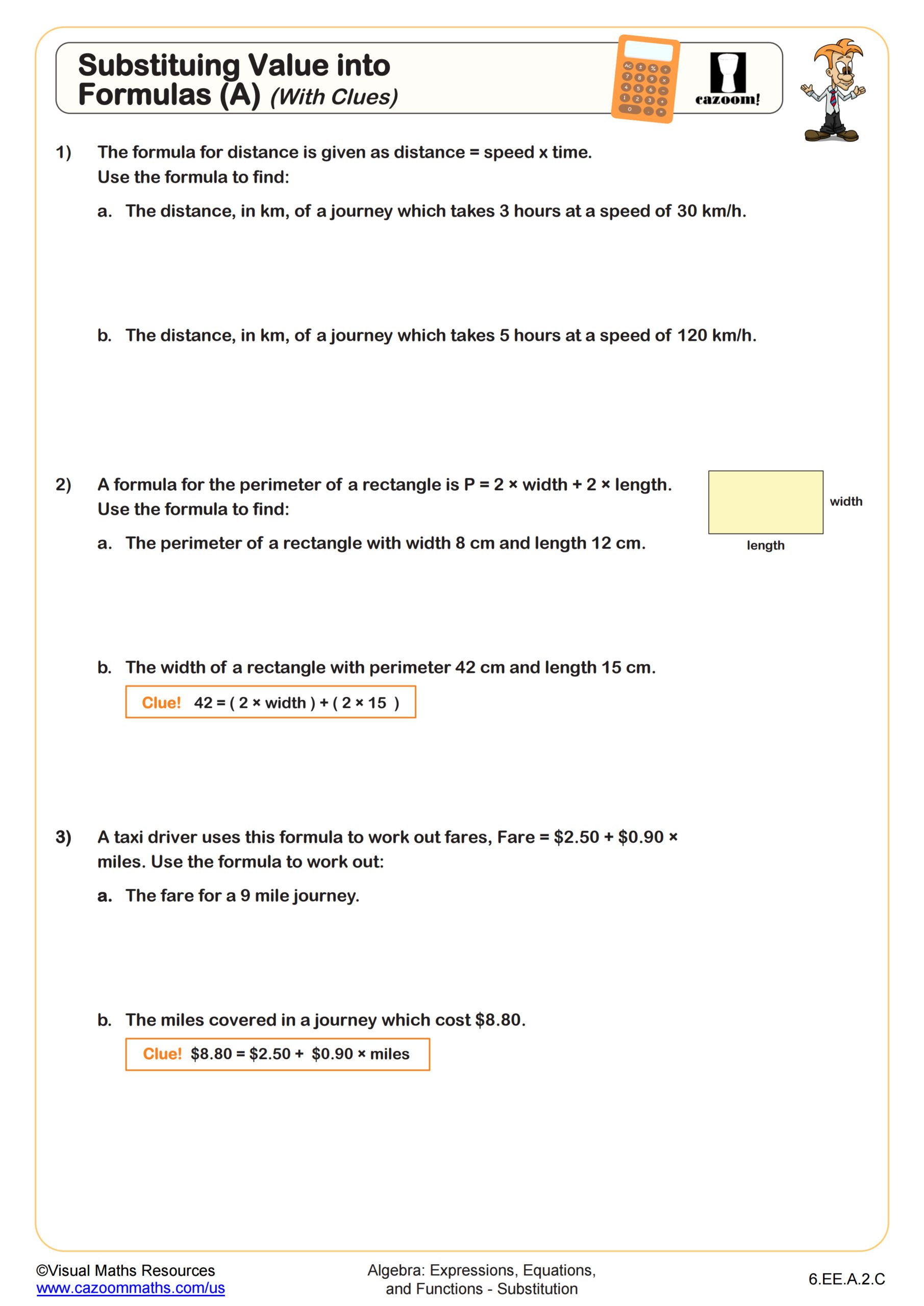 Substituting Into Formulae A With Clues Worksheet Scaled