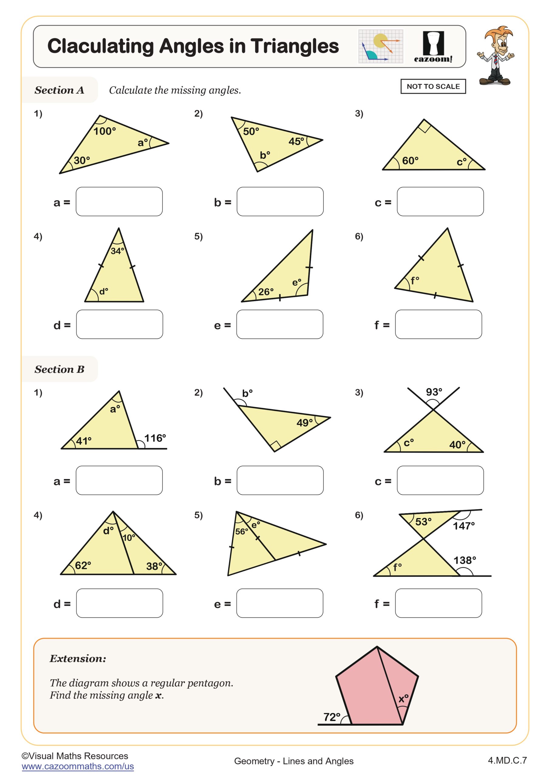 Preview of Calculating Angles in Triangles