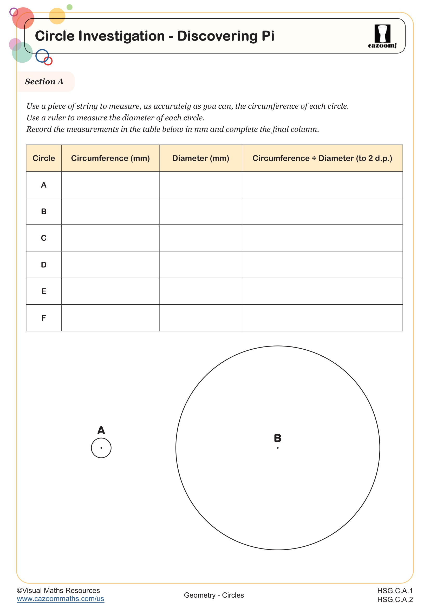 Preview of Circle Investigation - Discovering Pi
