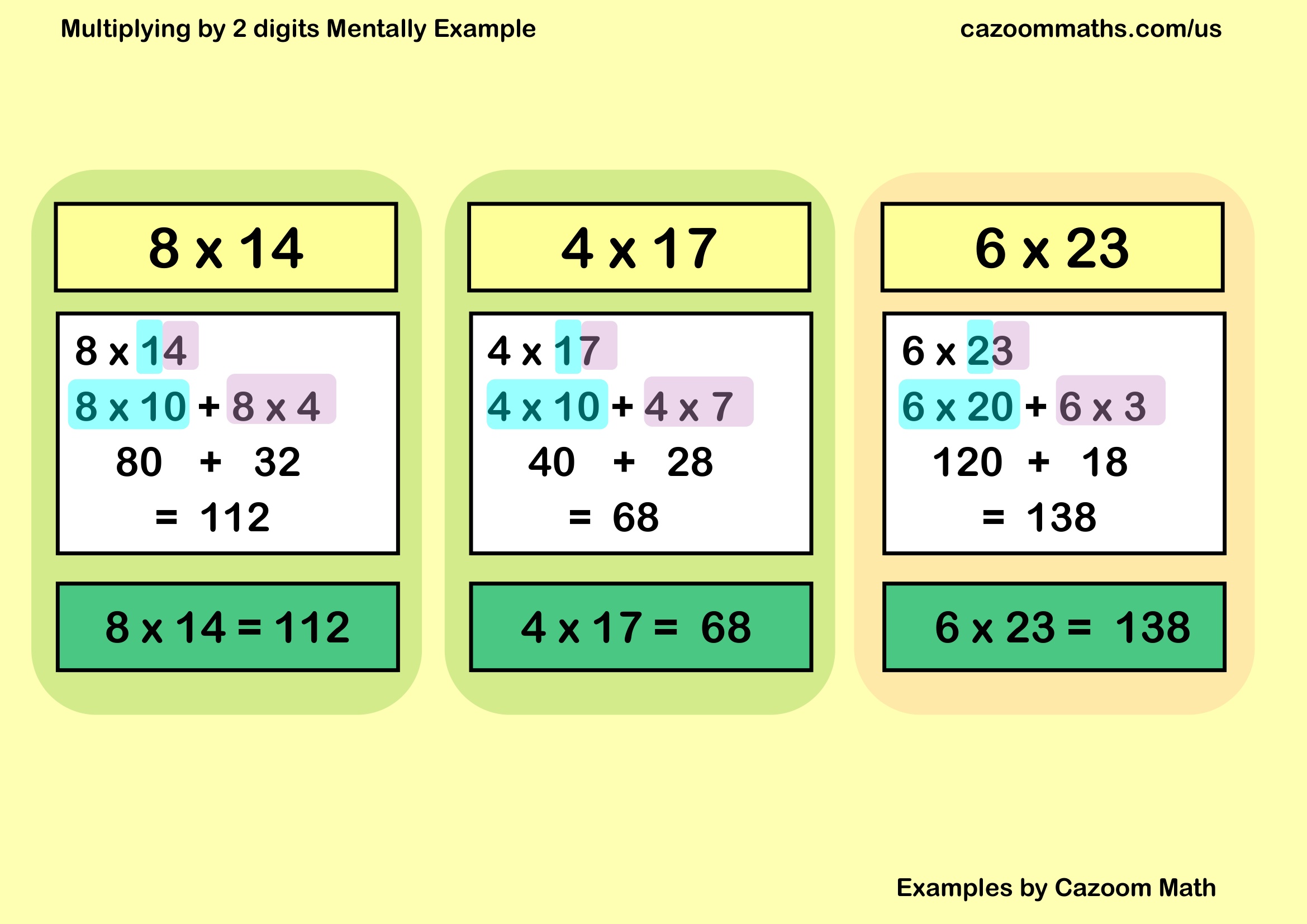 Preview of Multiplying by 2 digits Mentally