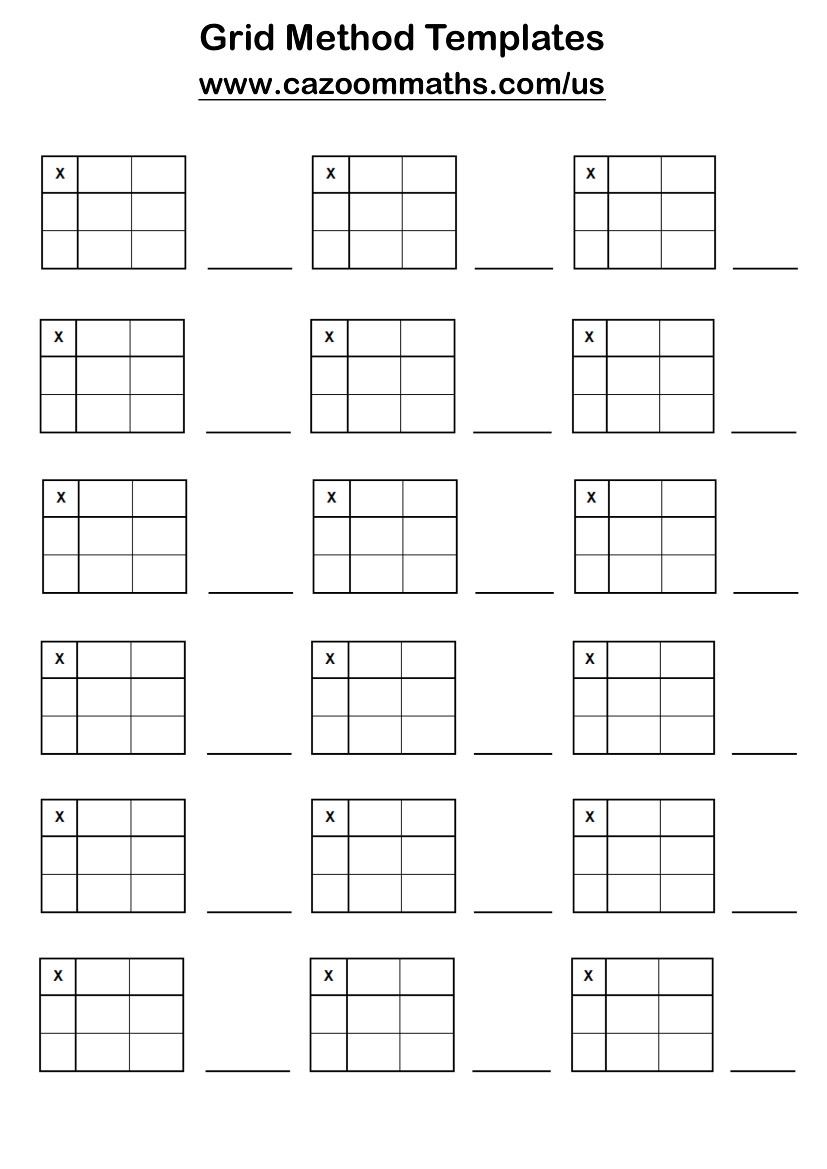 Preview of Grid Method Templates