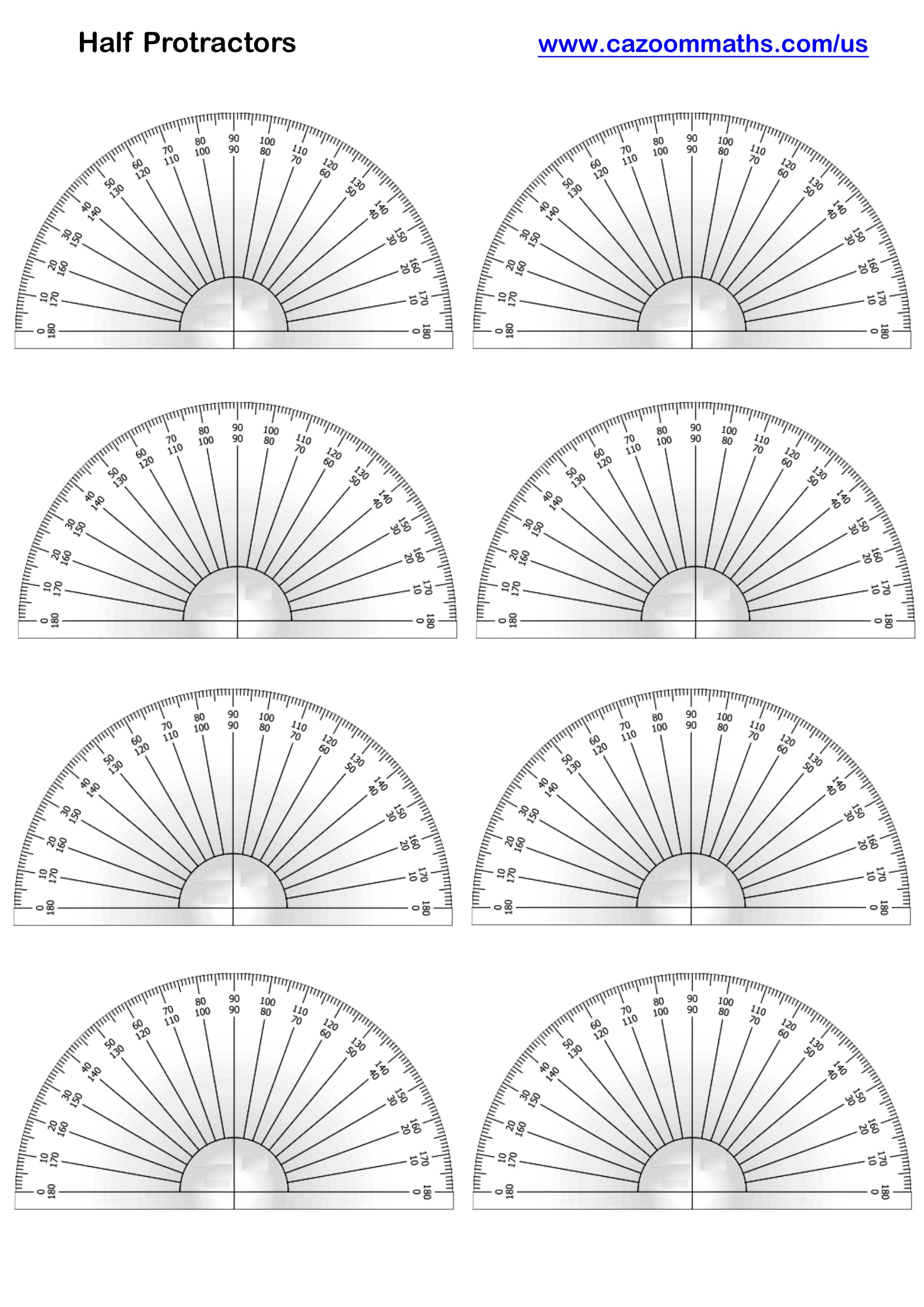 Half Protractors Free Teaching Resource