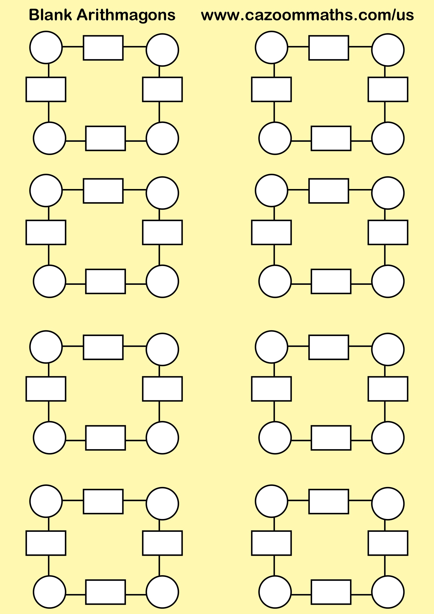 Preview of Arithmagons Blank Squares