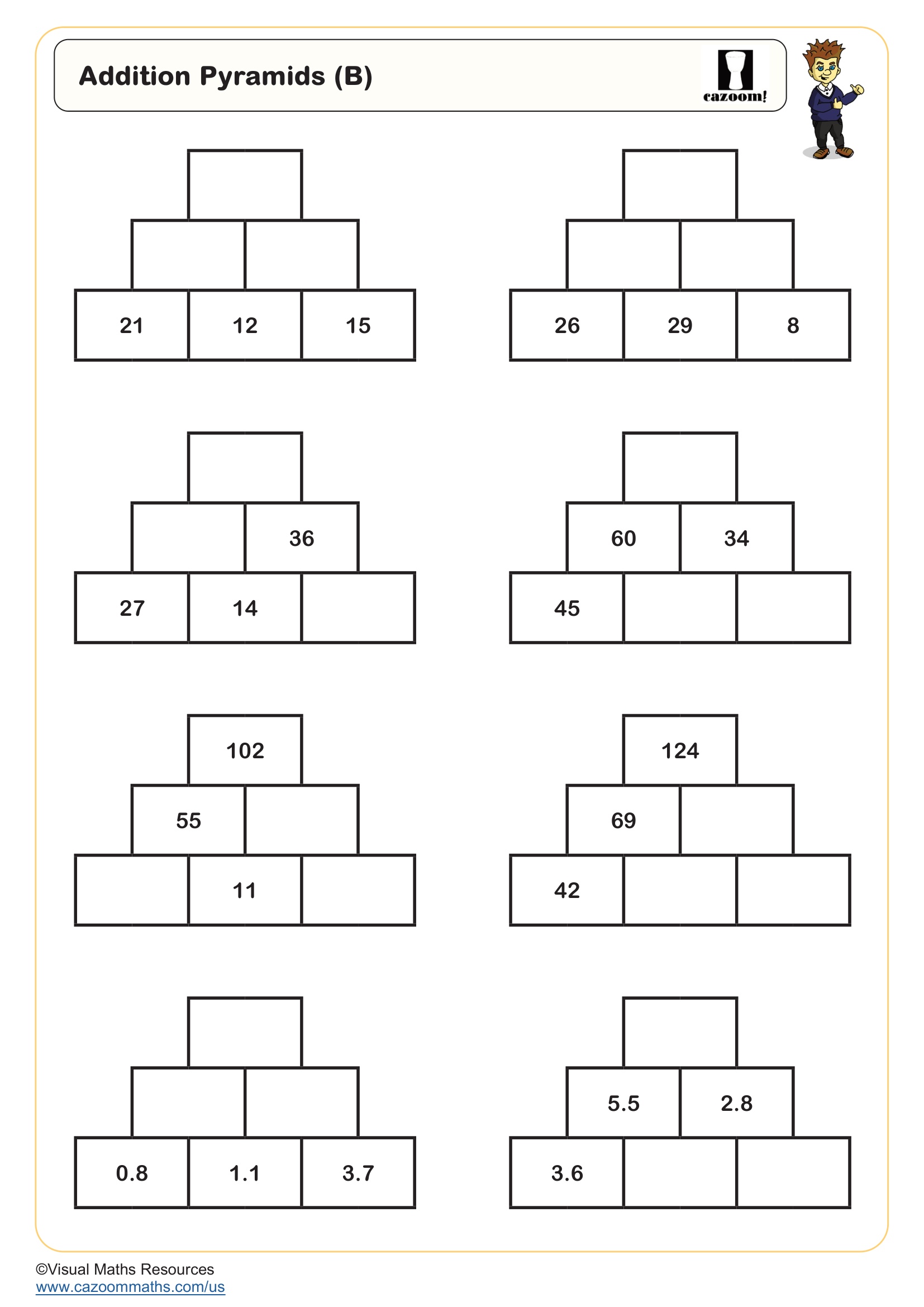 Addition Pyramids (B) Free Teaching Resource