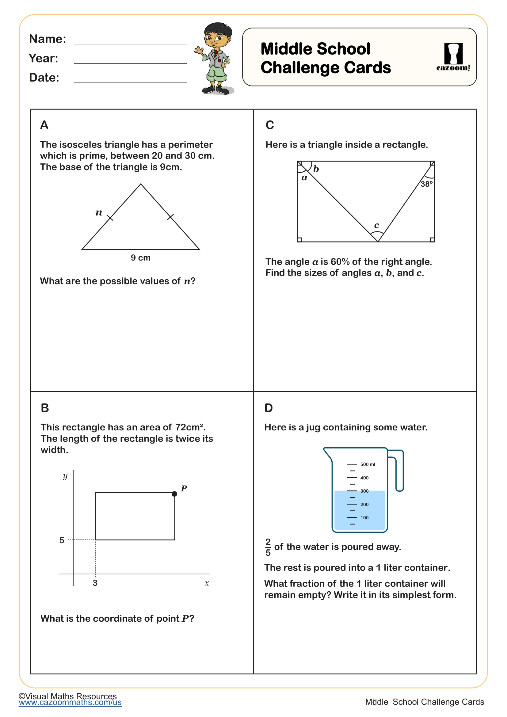 Middle School Challenge Cards Free Teaching Resource
