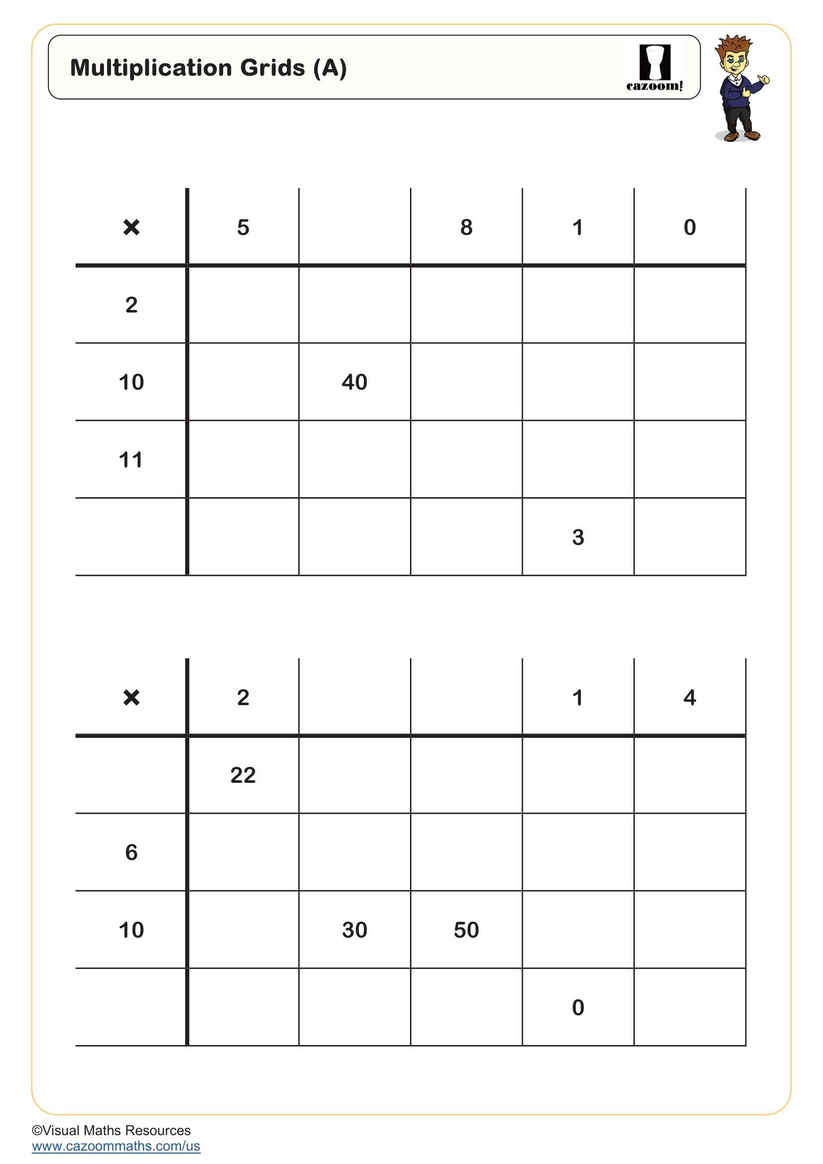 Preview of Multiplication Grids (A)