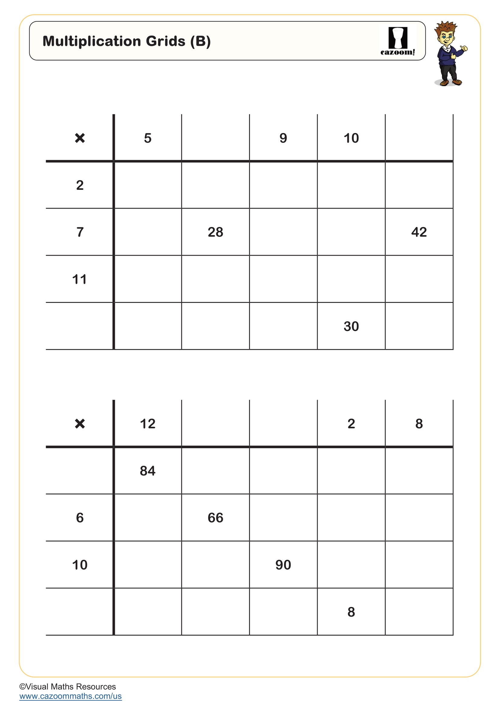 Multiplication Grids (B) Free Teaching Resource