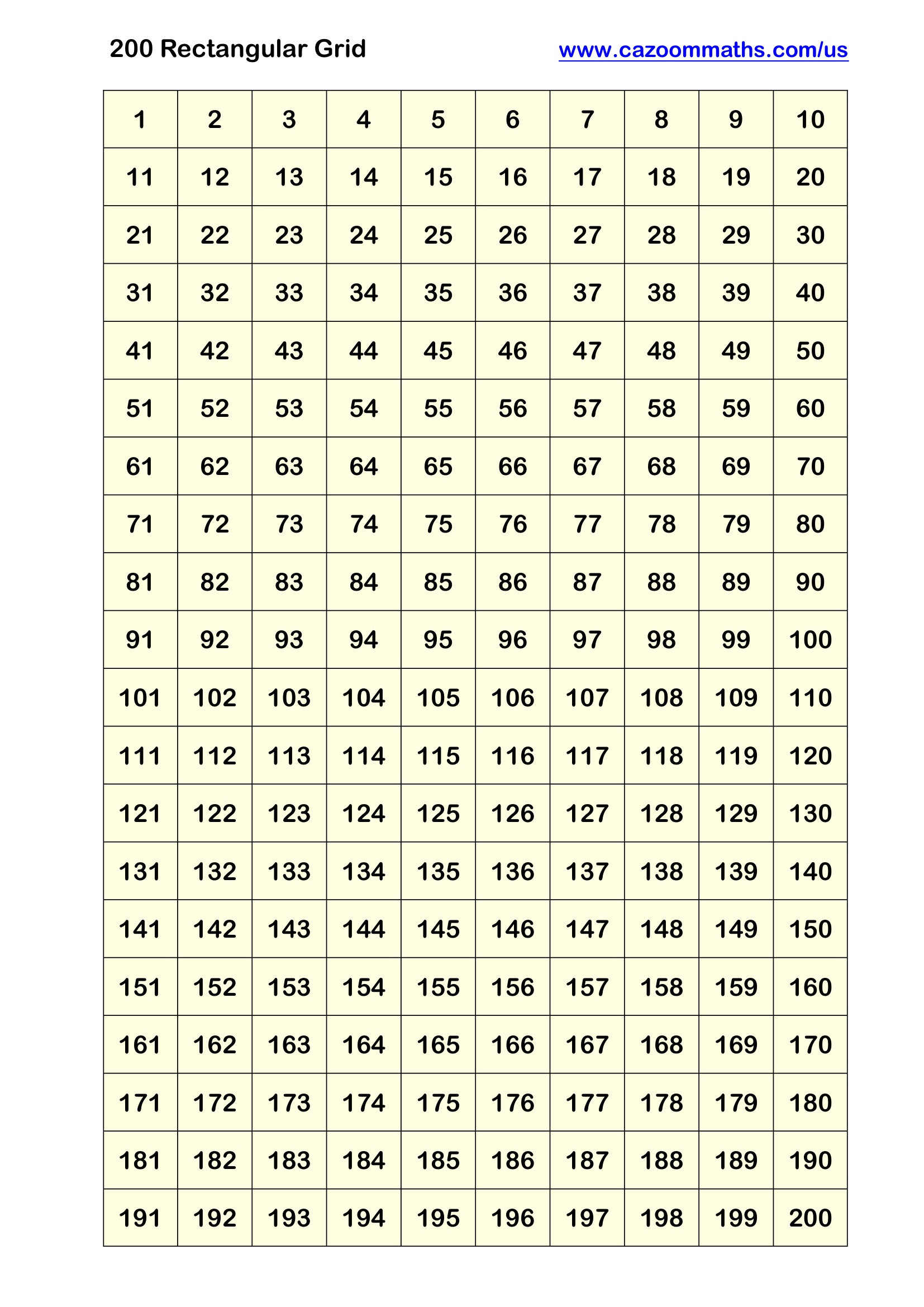 Preview of 200 Rectangular Grid