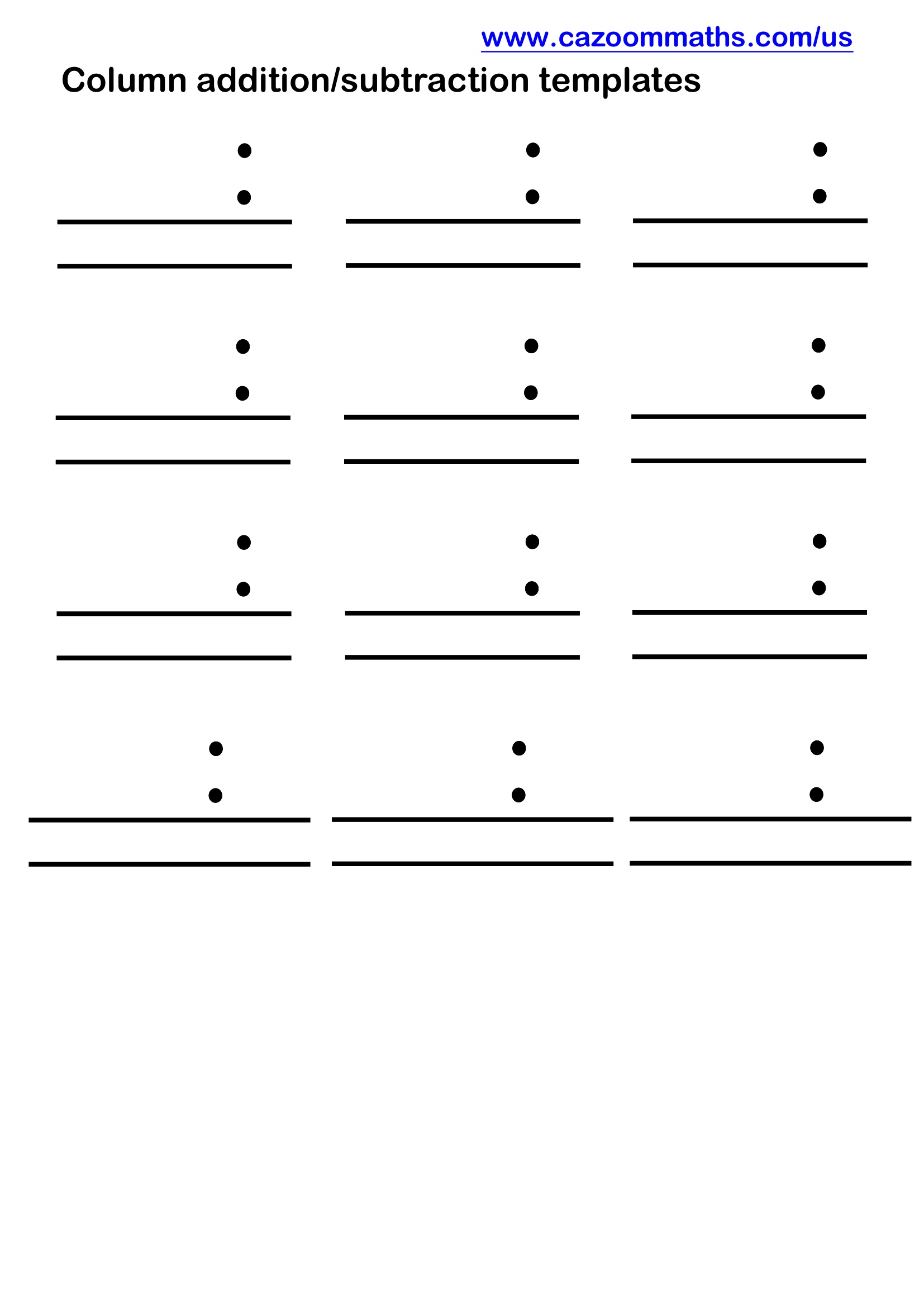 Preview of Adding and Subtracting Decimals Column Templates