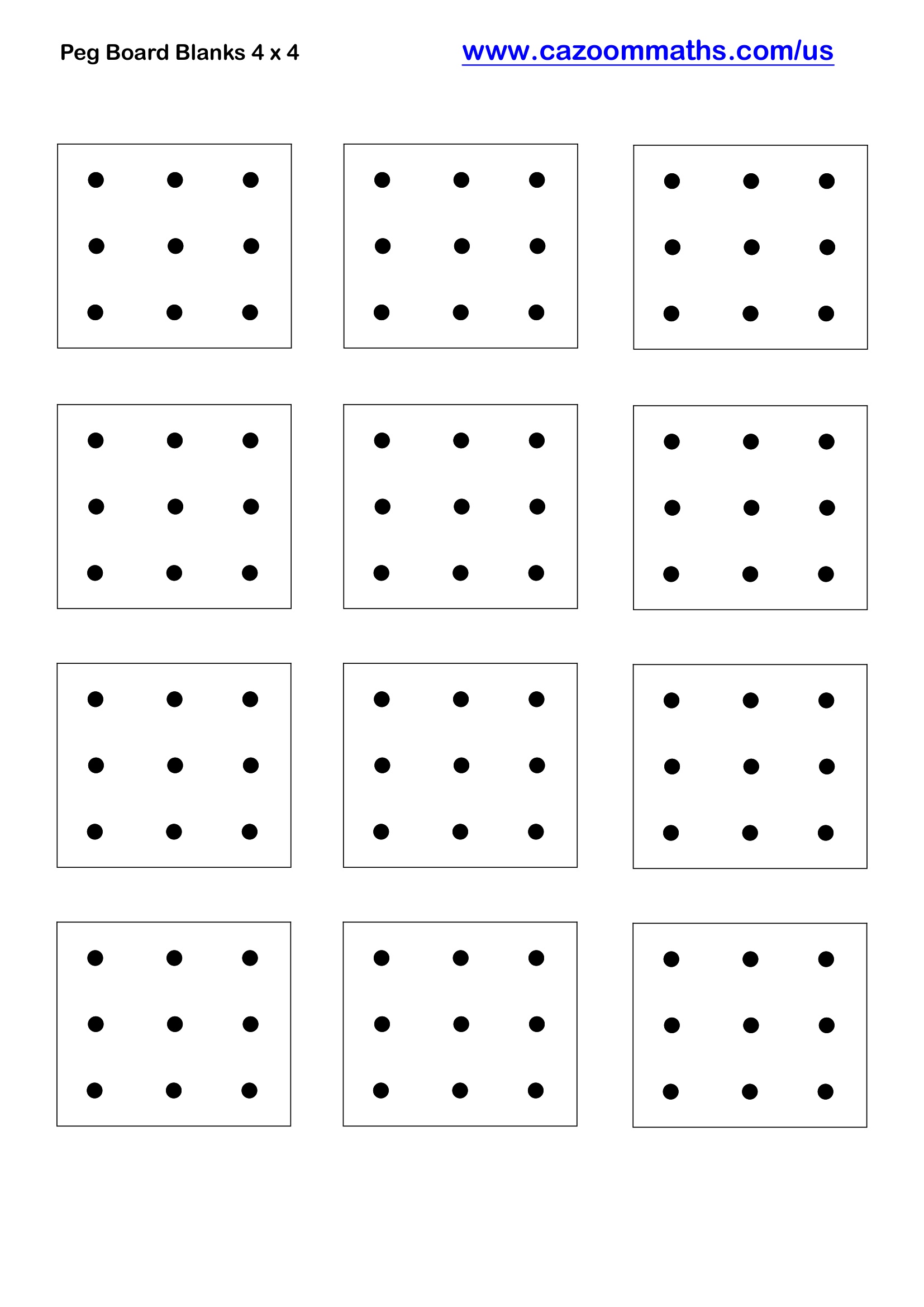 Peg Boards 3 x 3 Free Teaching Resource