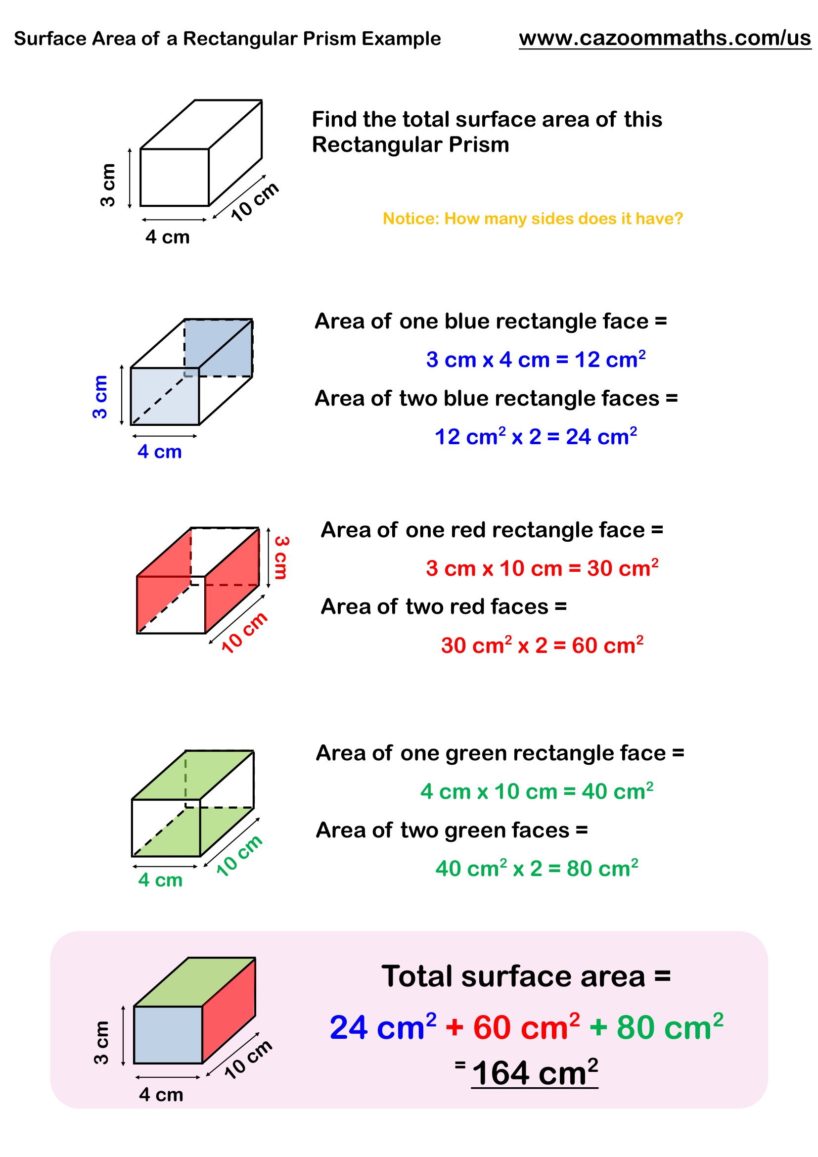 Surface Area of a Cuboid Example Free Teaching Resource