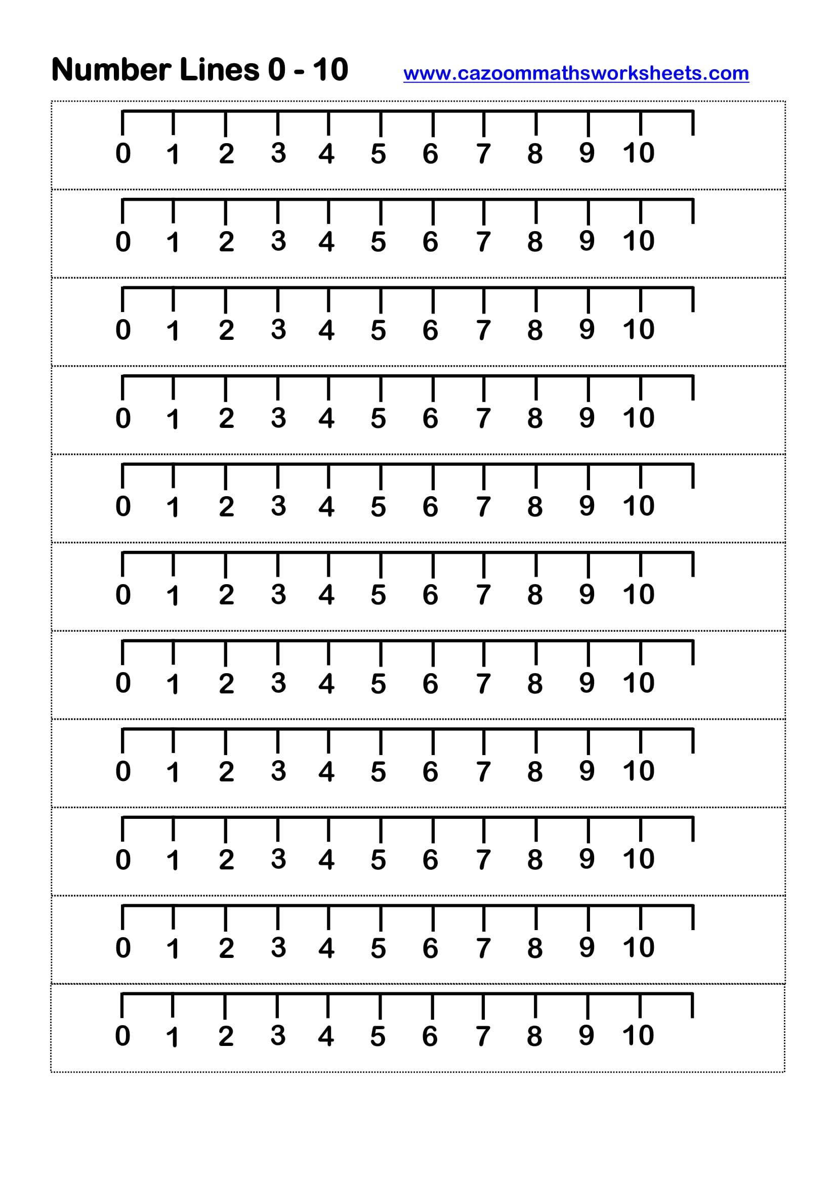 Preview of Number Lines to ten