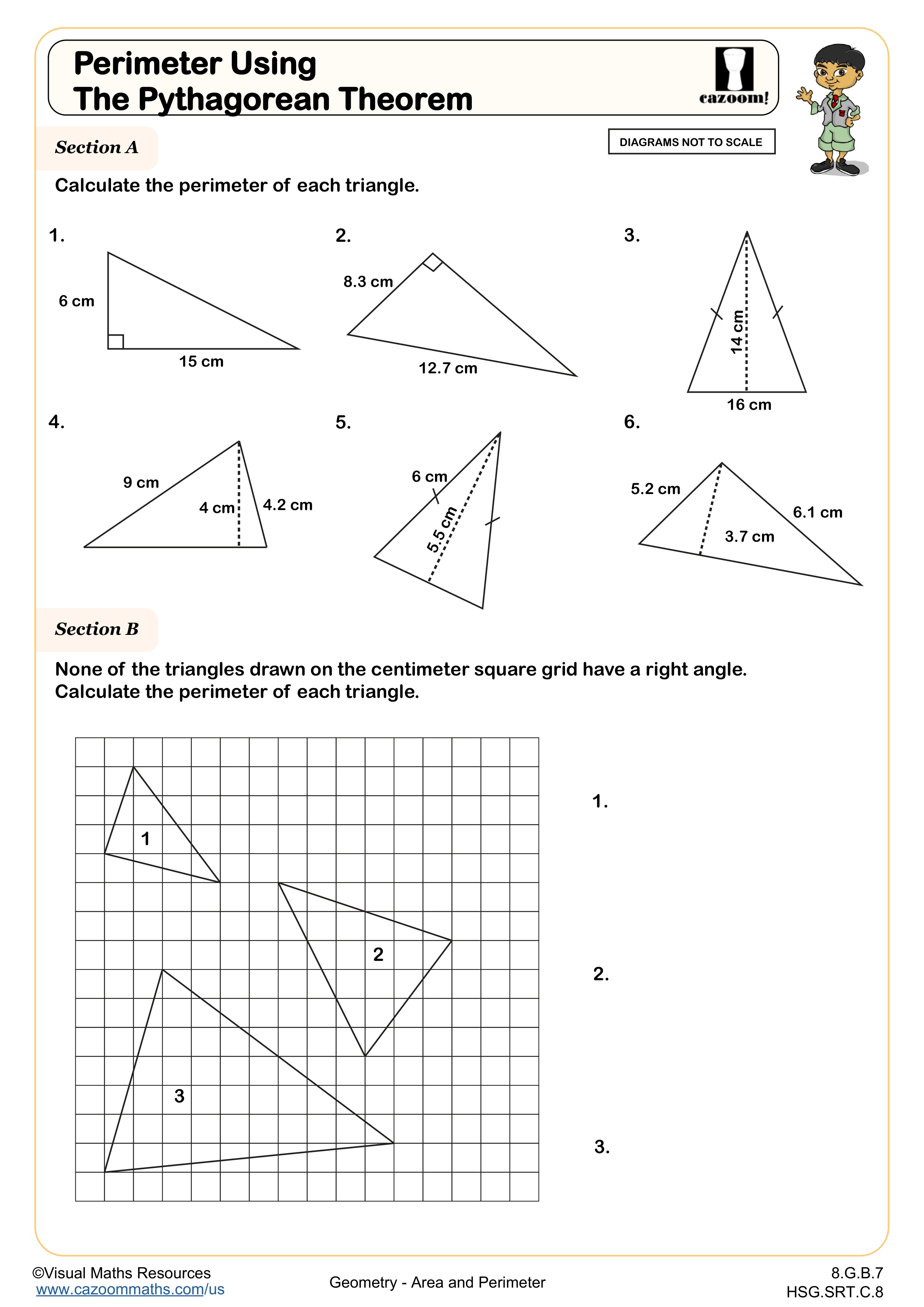 Perimeter Using The Pythagorean Theorem worksheet