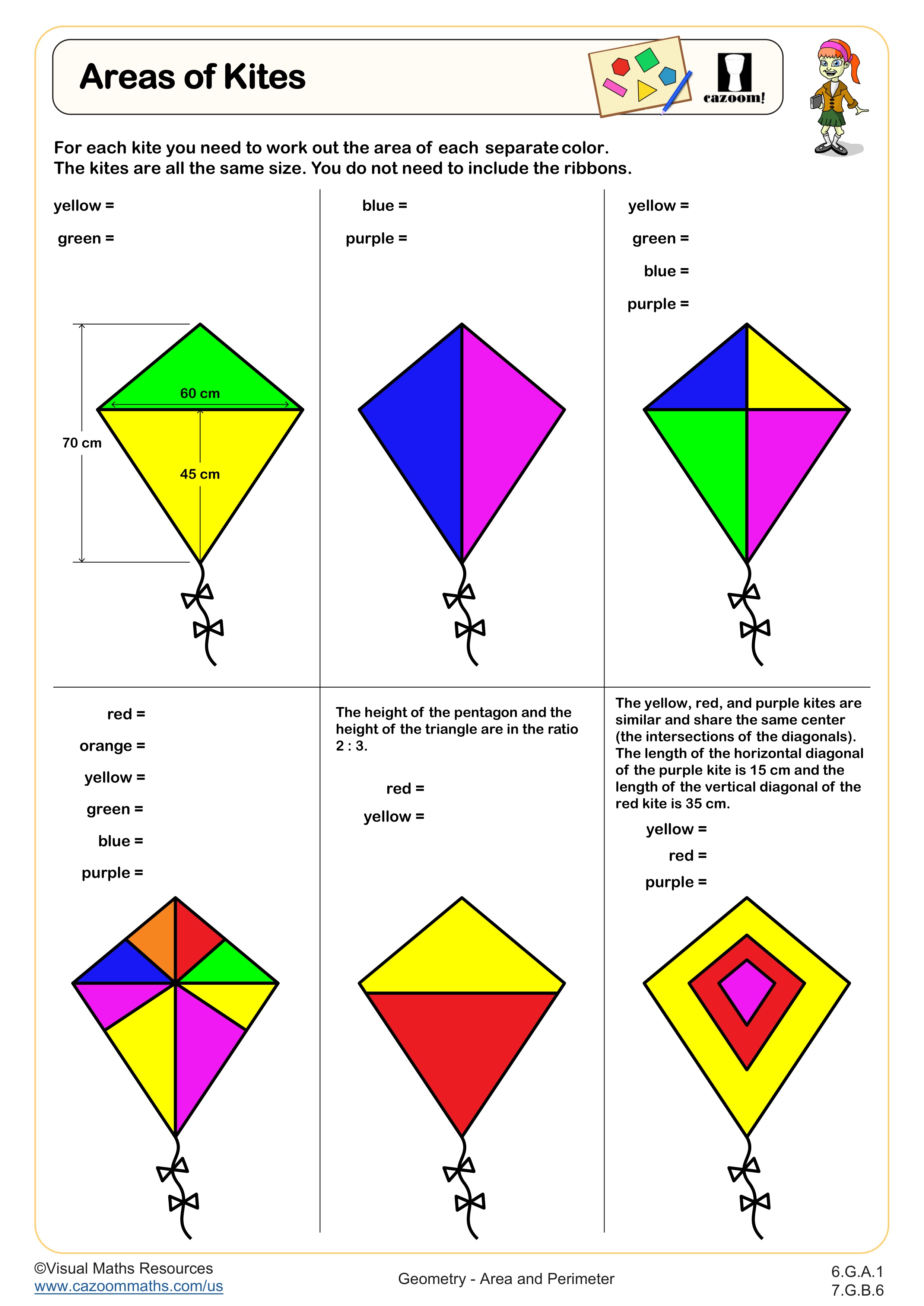 Areas of Kites worksheet