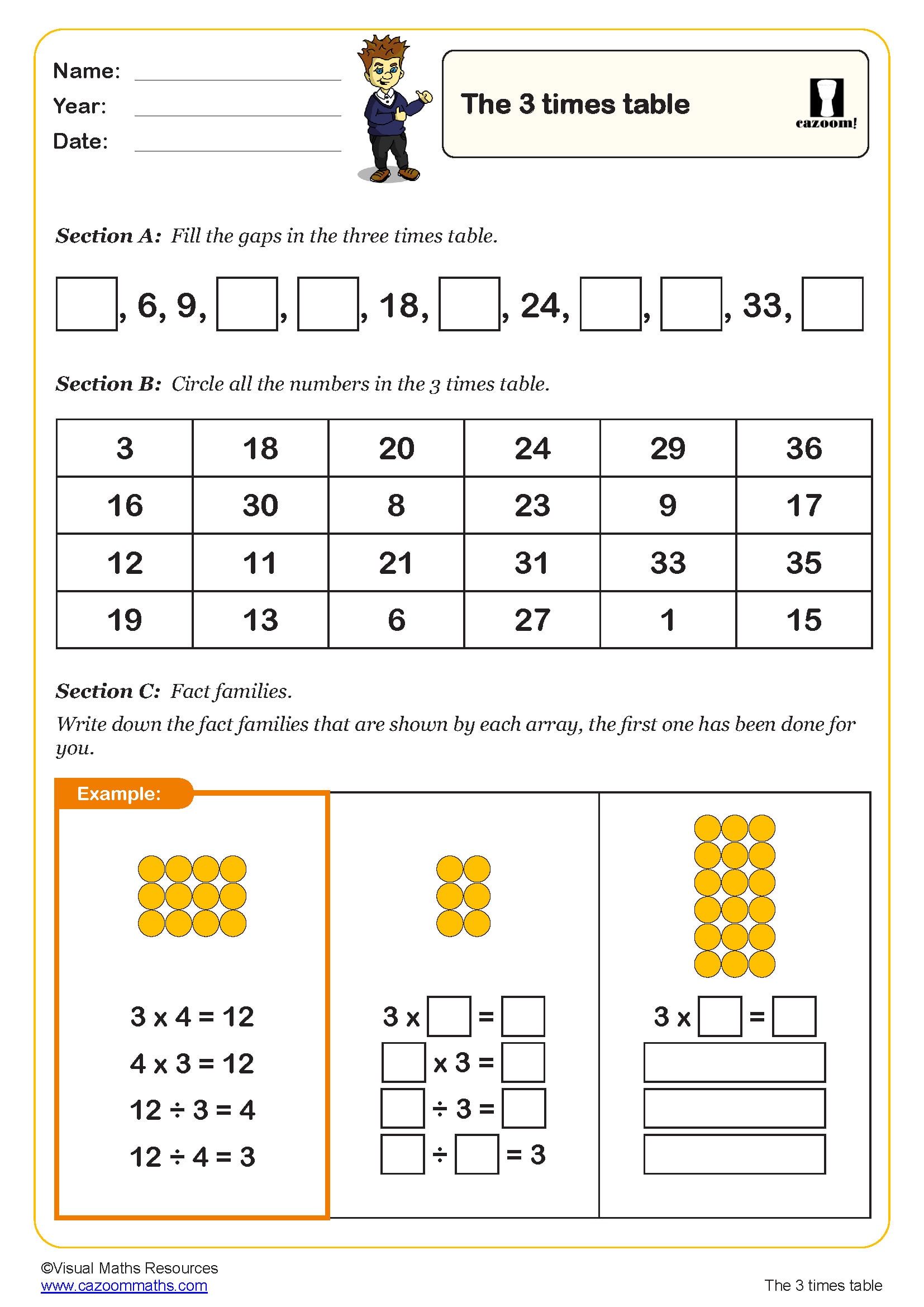 Preview of The Three Times Table