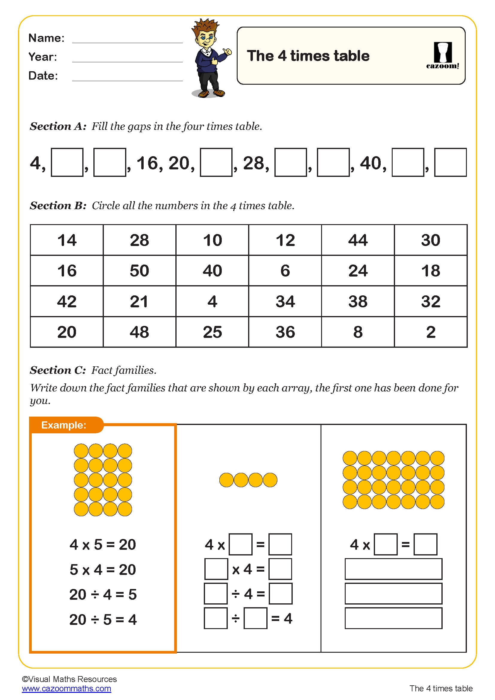 Preview of The Four Times Table