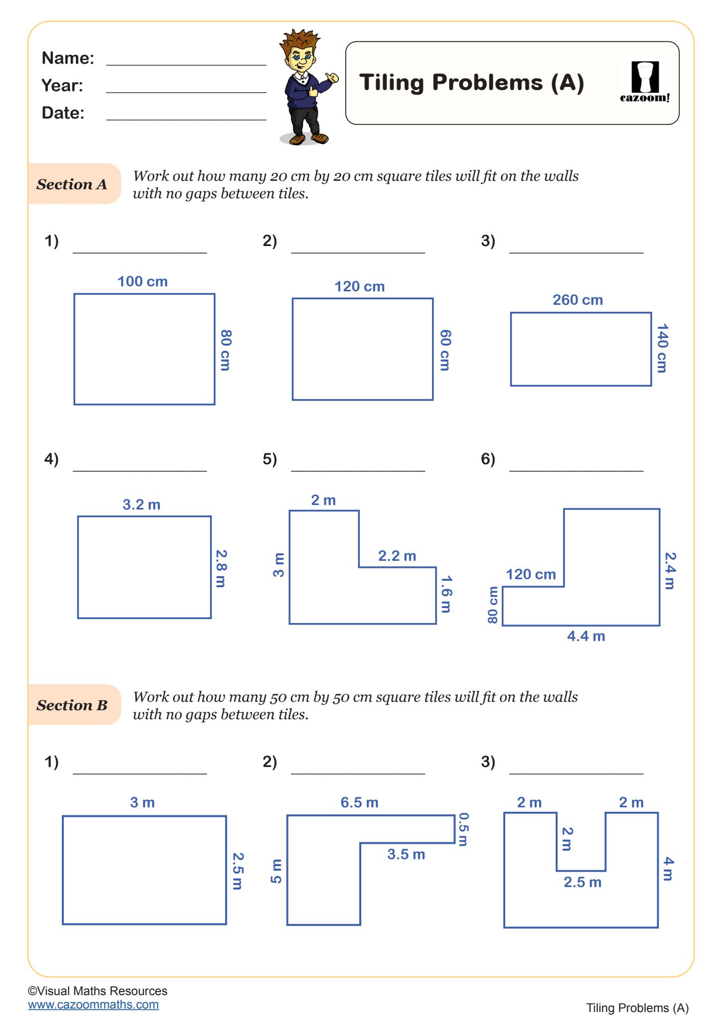 Tiling Problems (A). PRIMARY. QUESTIONS (Page 1) Tiling Problems (A) Worksheet suitable for students in key stage 2