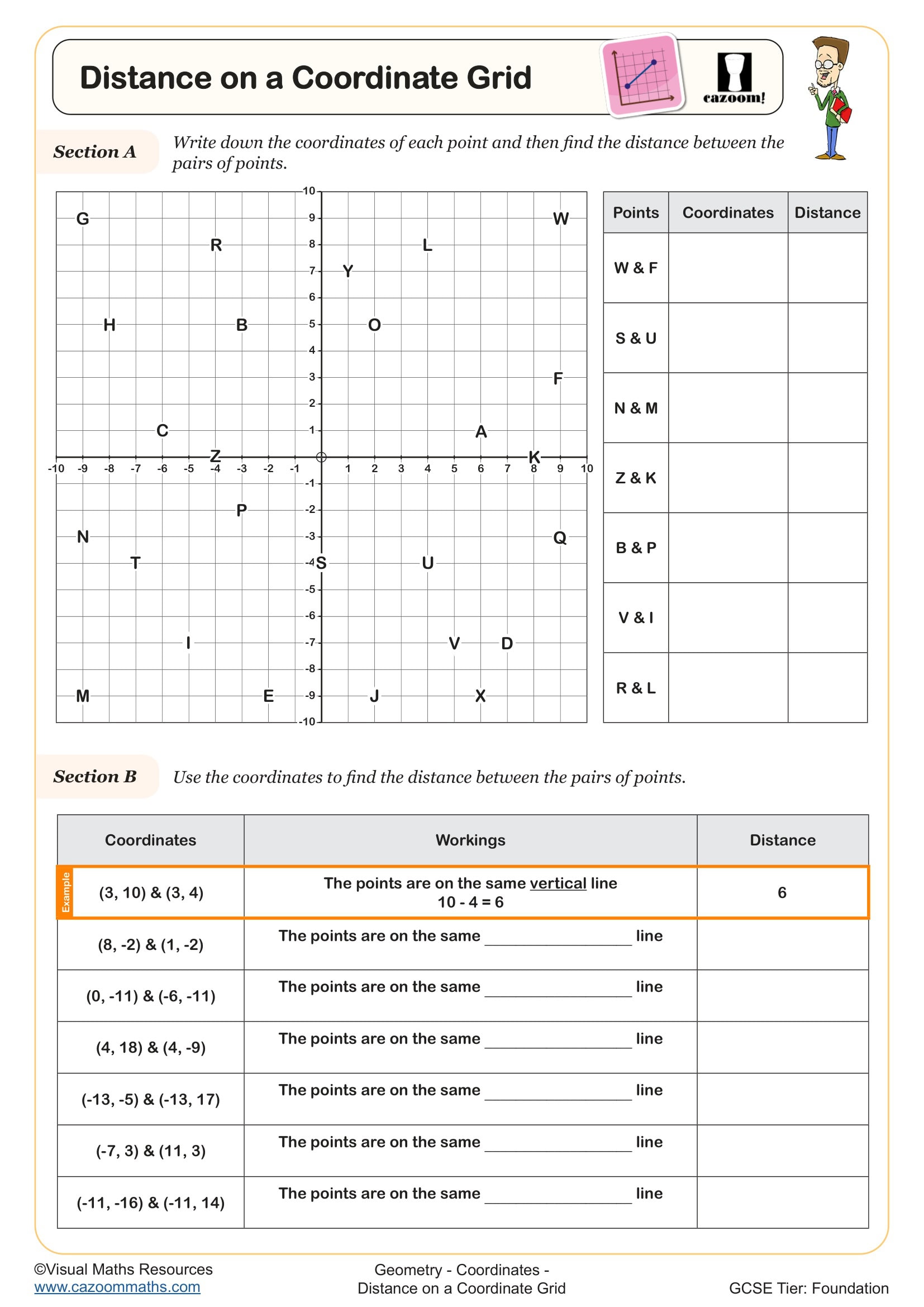 Preview of Distance on a Coordinate Grid